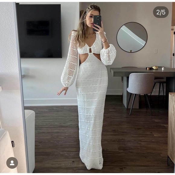 ✖️SOLD✖️PatBo White Crochet Maxi Dress - Picture 6 of 8